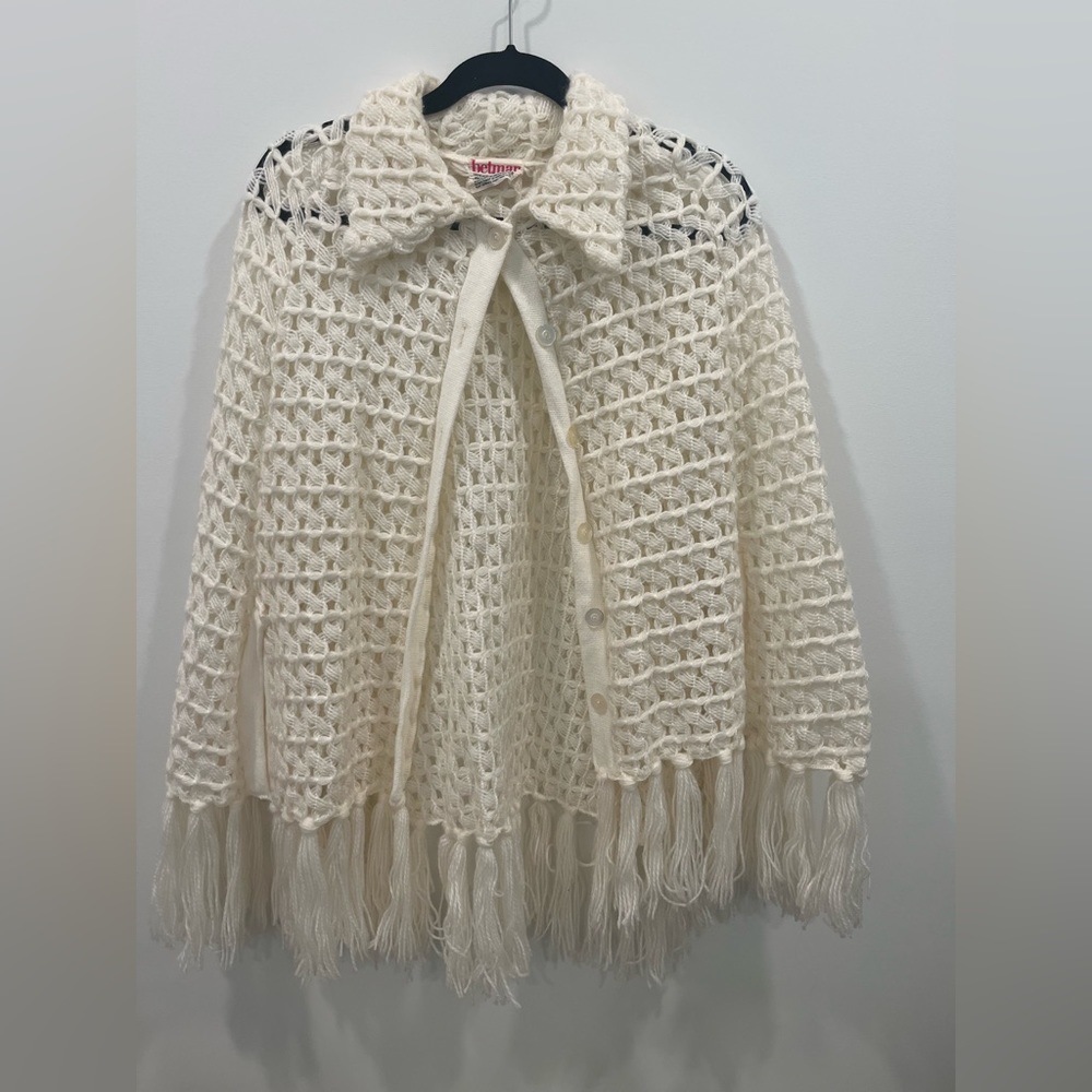 {Betmar} vintage crotchet poncho cape one size